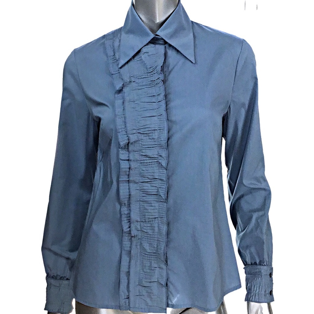 Philippe Alec Paris Blue Ruffle Shirt 6
